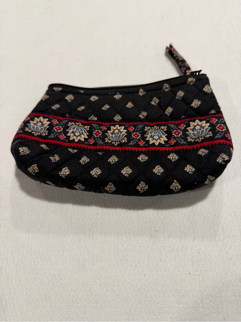 Vera Bradley Quilted Black Floral small makeup bag